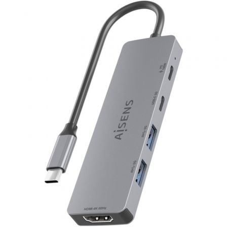 Docking usb tipo-c aisens asuc-5p028-gr/ 1xhdmi 4k/ 2xusb/ 2xusb tipo-c/ 1xusb tipo-c pd/ gris - Imagen 3