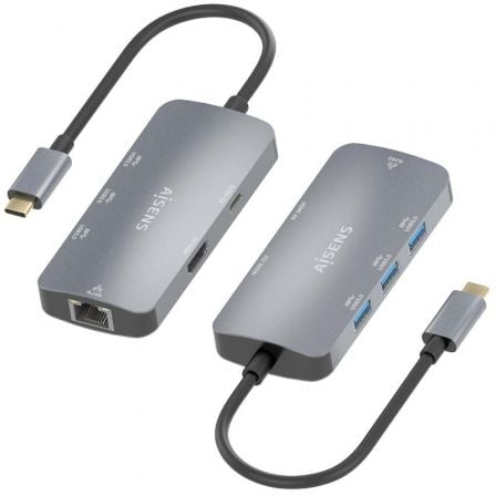 Docking usb tipo-c aisens asuc-6p019-gr/ 1xhdmi 4k/ 3xusb/ 1xrj45/ 1xusb tipo-c pd/ gris - Imagen 2