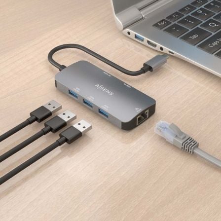 Docking usb tipo-c aisens asuc-6p019-gr/ 1xhdmi 4k/ 3xusb/ 1xrj45/ 1xusb tipo-c pd/ gris - Imagen 4