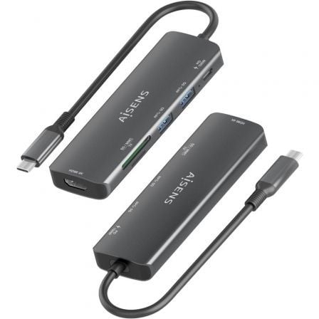 Docking usb tipo-c aisens asuc-5p011-gr/ 1xhdmi 4k/ 2xusb/ 1xusb tipo-c pd/ 1xlector tarjetas/ gris - Imagen 3