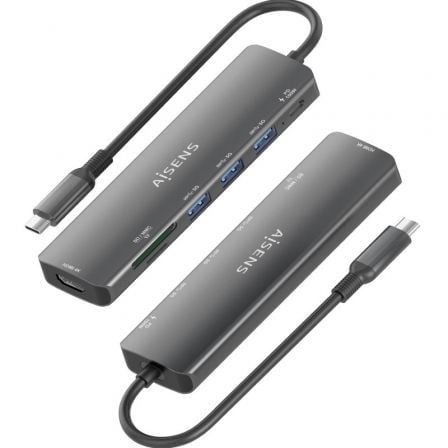 Docking usb tipo-c aisens asuc-7p025-gr/ 1xhdmi 4k/ 3xusb/ 1xusb tipo-c pd/ 1xlector tarjetas/ gris - Imagen 3