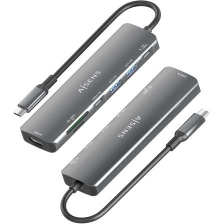Docking usb tipo-c aisens asuc-7p026-gr/ 1xhdmi 4k/ 2xusb/ 1xusb tipo-c / 1xusb tipo-c pd/ 1xlector tarjetas/ gris - Imagen 3