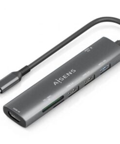 Docking usb tipo-c aisens asuc-7p025-gr/ 1xhdmi 4k/ 3xusb/ 1xusb tipo-c pd/ 1xlector tarjetas/ gris