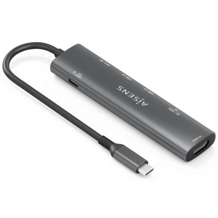 Docking usb tipo-c aisens asuc-7p025-gr/ 1xhdmi 4k/ 3xusb/ 1xusb tipo-c pd/ 1xlector tarjetas/ gris - Imagen 2
