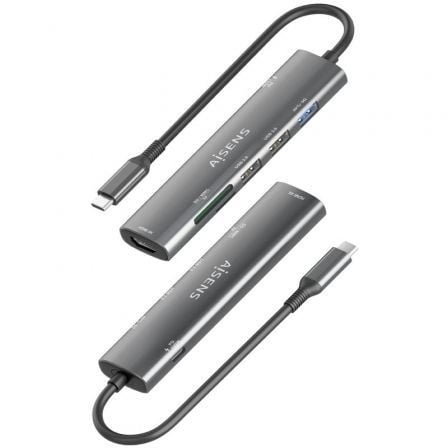 Docking usb tipo-c aisens asuc-7p025-gr/ 1xhdmi 4k/ 3xusb/ 1xusb tipo-c pd/ 1xlector tarjetas/ gris - Imagen 3