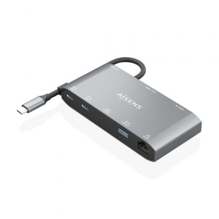 Docking usb tipo-c aisens asuc-8p010-gr/ 1xhdmi 4k/ 1xvga/ 2xusb/ 1xrj45/ 2xusb tipo-c/ 1xusb tipo-c pd/ gris - Imagen 2