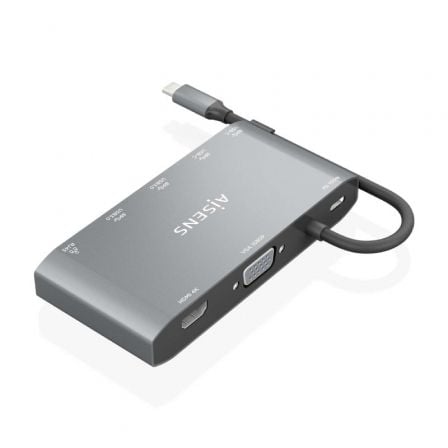 Docking usb tipo-c aisens asuc-8p010-gr/ 1xhdmi 4k/ 1xvga/ 2xusb/ 1xrj45/ 2xusb tipo-c/ 1xusb tipo-c pd/ gris - Imagen 3