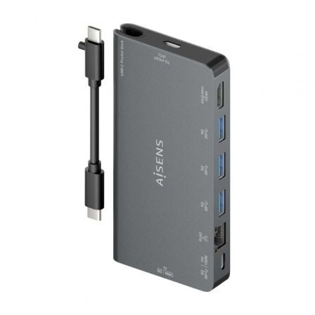 Docking usb tipo-c aisens asuc-8p015-gr/ 1xhdmi 4k/ 3xusb/ 1xrj45/ 1xlector tarjetas / 1xusb tipo-c/ gris - Imagen 3