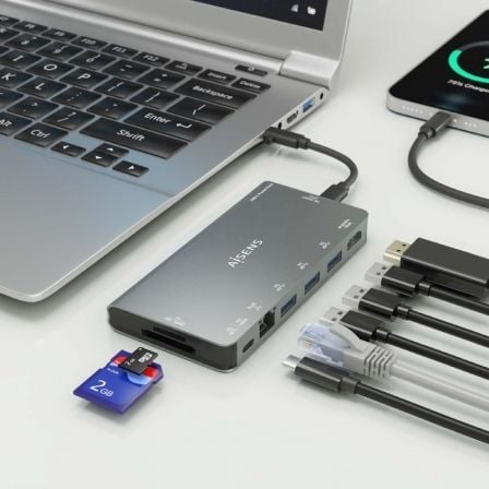 Docking usb tipo-c aisens asuc-8p015-gr/ 1xhdmi 4k/ 3xusb/ 1xrj45/ 1xlector tarjetas / 1xusb tipo-c/ gris - Imagen 5
