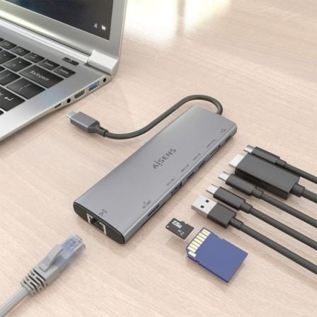 Docking usb tipo-c aisens asuc-8p033-gr/ 1xhdmi 4k/ 1xusb/ 2xusb tipo-c/ 1xrj45/ 1xlector tarjetas/ 1xusb tipo-c pd/ gris - Imagen 5