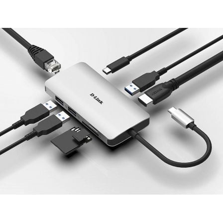 Docking usb tipo-c d-link dub-m810/ 3xusb/ 1xusb tipo-c/ 1xthunderbolt/ 1xhdmi 4k/ 1xrj45/ 1xlector tarjetas/ gris - Imagen 4