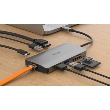 Docking usb tipo-c d-link dub-m810/ 3xusb/ 1xusb tipo-c/ 1xthunderbolt/ 1xhdmi 4k/ 1xrj45/ 1xlector tarjetas/ gris - Imagen 5