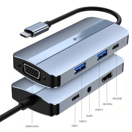 Docking usb tipo-c leotec leds04/ 2xusb/ 1xusb tipo-c/ 1xusb tipo-c pd/ 1xhdmi 4k/ 1xvga/ 1xaudio/ azul - Imagen 3