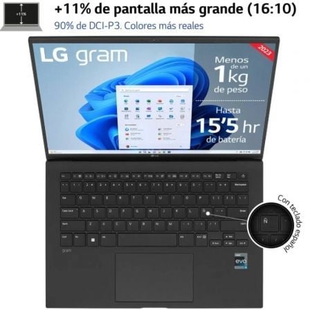 Portátil lg gram 14z90s-g.ad78b intel core ultra 7-155h/ 32gb/ 1tb ssd/ 14"/ win11 - Imagen 2
