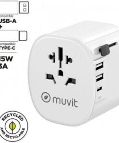 Alternative view of Cargador de pared universal muvit for change mcadp0006/ toma de corriente universal/ 1xusb tipo-c/ 2xusb/ 15w