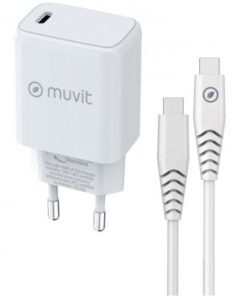 Cargador de pared muvit for change mcpak0044/ 1xusb tipo-c + cable usb tipo-c/ 20w