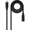 Cable alargador usb tipo-c 3.2 nanocable 10.01.4502/ usb tipo-c macho - usb tipo-c hembra/ 2m/ negro