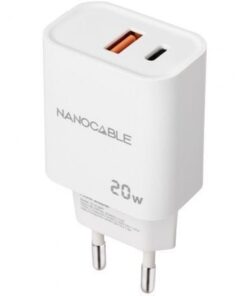 Cargador de pared nanocable 10.10.2007/ 1xusb/ 1xusb tipo-c/ 20w/ blanco