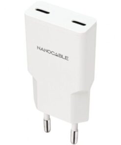 Cargador de pared nanocable 10.10.2023/ 2xusb tipo-c/ 20w/ blanco