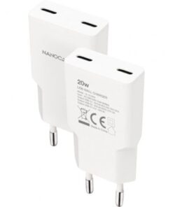 Alternative view of Cargador de pared nanocable 10.10.2023/ 2xusb tipo-c/ 20w/ blanco