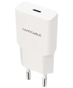 Cargador de pared nanocable 10.10.2027/ 1xusb tipo-c/ 30w/ blanco