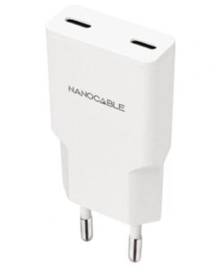 Cargador de pared nanocable 10.10.2029/ 2xusb tipo-c/ 30w/ blanco