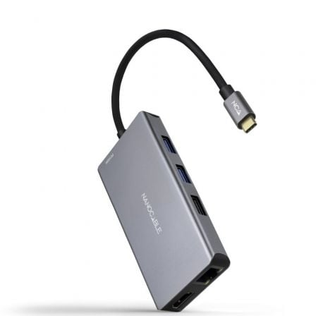 Docking tipo-c nanocable 10.16.1009/ 3xusb/ 2xhdmi 4k/ 1xrj45/ 1xlector tarjetas/ 1xusb tipo-c pd/ gris
