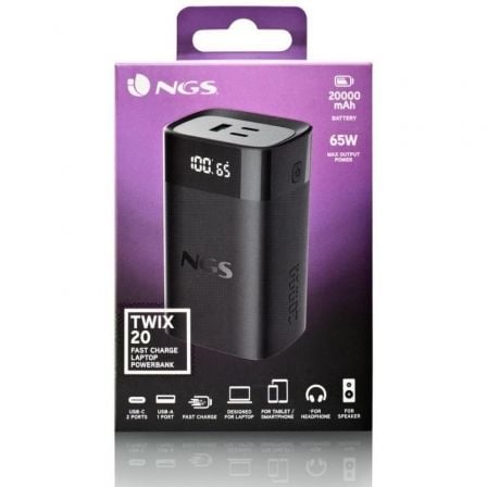 Powerbank 20000mah ngs twix20/ 65w/ compatible con portátiles/ negra - Imagen 4