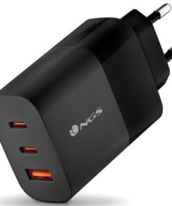 Cargador de pared gan ngs bud 65w/ 2xusb tipo-c/ 1xusb/ 65w