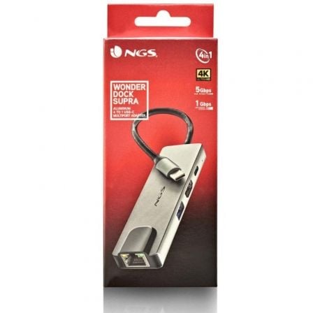 Docking usb tipo-c ngs wonderdock supra/ 1xusb/ 1xusb tipo-c dp/ 1xhdmi 4k/ 1xrj45 - Imagen 4