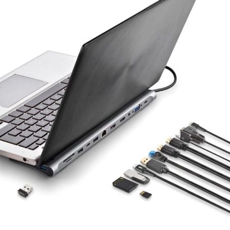 Docking usb tipo-c ngs wonderdock12/ 3xusb/ 2xhdmi 4k/ 1xvga/ 1xrj45/ 1xlector de tarjetas/ 1xjack 3.5/ 1xusb tipo-c pd/ gris - Imagen 3