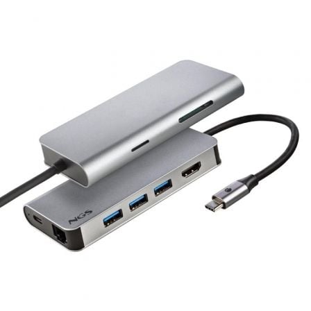 Docking usb tipo-c ngs wonderdock8/ 3xusb/ 1xusb tipo-c dp/ 1xhdmi 4k/ 1xrj45/ 1xlector tarjetas sd - Imagen 3