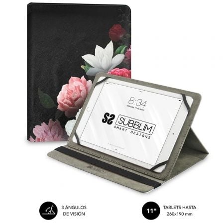 Funda subblim trendy case rosas para tablet de 11"/ negra - Imagen 2