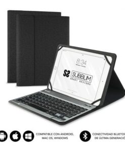 Funda con teclado subblim keytab pro bluetooth para tablets de 10.1"-10.8"/ negra