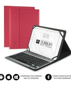 Funda con teclado subblim keytab pro bluetooth para tablets de 10.1"-10.8"/ roja