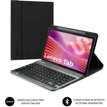 Funda con teclado subblim shock case lenovo tab 10.1" 2025/ negra