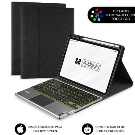 Funda con teclado subblim keytab pro bt para tablet ipad 10.9" 10a gen/ negra