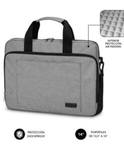 Maletín subblim air padding laptop bag para portátiles hasta 14"/ cinta para trolley/ gris