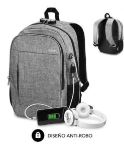 Mochila subblim urban lock para portátiles hasta 16"/ puerto usb/ antirrobo/ gris