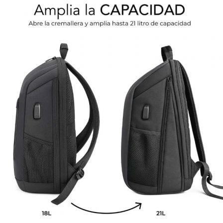 Mochila subblim xpand air padding backpack para portátiles hasta 15.6"/ puerto usb/ negro - Imagen 2