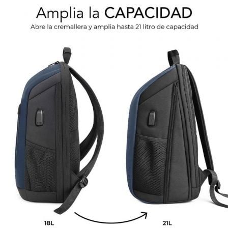 Mochila subblim xpand air padding backpack para portátiles hasta 15.6"/ puerto usb/ azul - Imagen 2