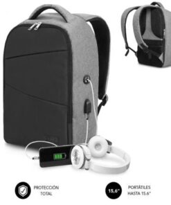 Mochila subblim secure v2 ap para portátiles hasta 15.6"/ puerto usb/ antirrobo/ gris