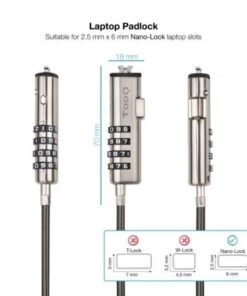 Alternative view of Cable de seguridad tipo nano para portátiles tooq tqclkc0035-g/ 1.5m
