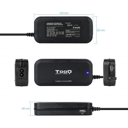 Cargador de portátil tooq tqlc-90bs02at/ 90w/ automático/ 12 conectores/ voltaje 12-20v/ 1 usb - Imagen 4