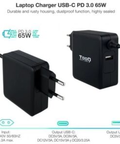 Alternative view of Cargador de portátil tooq tqlc-usbc65pd usb tipo-c/ 65w/ automático/ voltaje 5-20v