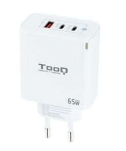 Cargador de pared gan tooq tqwc-ganqc2pd65wt/ 2xusb tipo-c/ 1xusb/ 65w