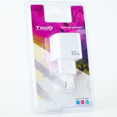 Cargador de pared gan tooq tqwc-ganqcpd30wt/ 1xusb tipo-c/ 1xusb/ 30w - Imagen 5