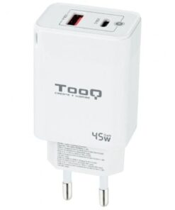Cargador de pared gan tooq tqwc-ganqcpd45wt/ 1xusb tipo-c/ 1xusb/ 45w