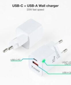 Alternative view of Cargador de pared tooq tqwc-qcpd20wt/ 1xusb-tipo c/ 1x usb/ 20w/ blanco