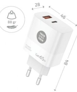 Alternative view of Cargador de pared gan tech one tech pd tec2273 / 1xusb tipo-c/ 1xusb/ 65w